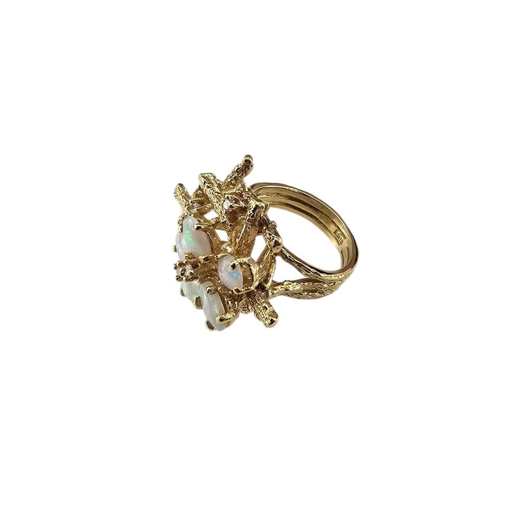18K Yellow Gold Opal and Diamond Ring Size 5.5 #23551 - Picture 4 of 8
